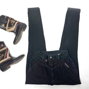 Vintage Rocky Mountain Ultra High Rise Western Taper Jeans size 27 Black Rockies